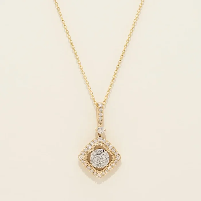Diamond Halo Fashion Necklace in 14kt Yellow and White Gold (1/2ct tw)