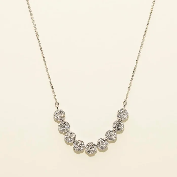 Diamond Halo Station Necklace in 14kt White Gold (1 1/3ct tw)