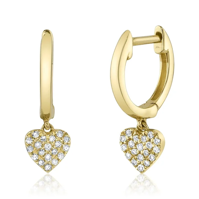Diamond Heart Huggie Earrings