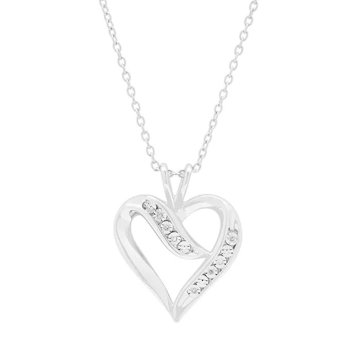 Diamond Heart Necklace in Sterling Silver (.02ct tw)