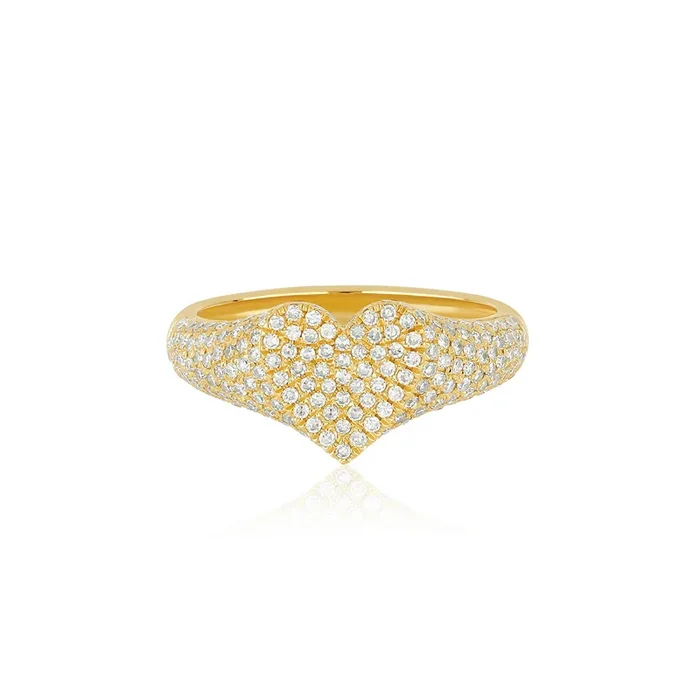 Diamond Heart Signet Ring
