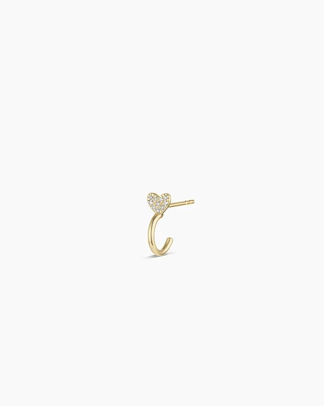 Diamond Heart Stud Single Huggie