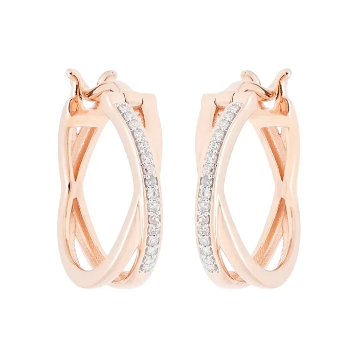 Diamond Hoop Earrings in 10kt Rose Gold (1/10ct tw)