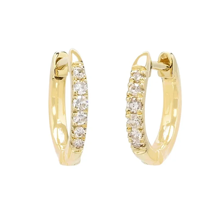 Diamond Huggie Hoop Earrings in 10kt Yellow Gold (1/10ct tw)