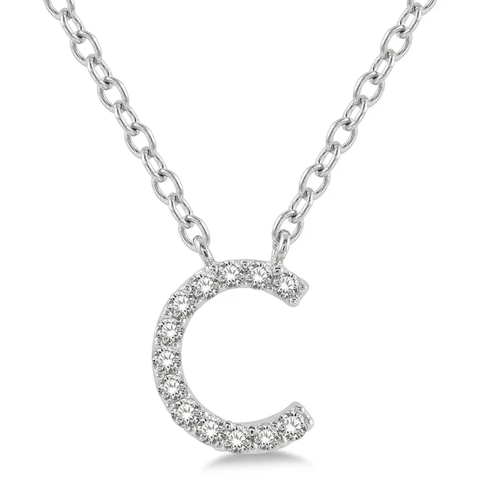 Diamond Initial C Pendant Necklace