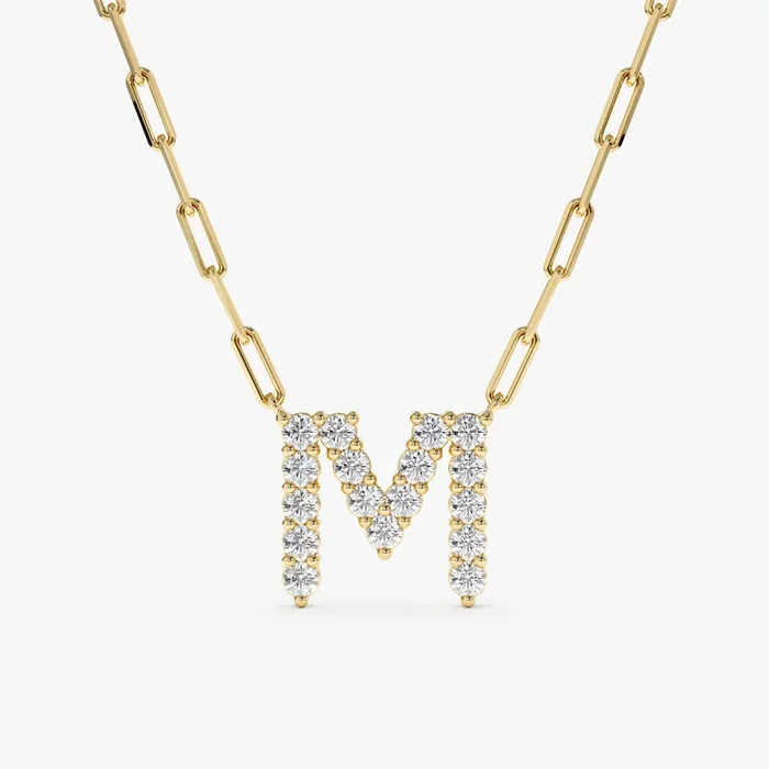 Diamond Initial Paperclip Necklace, Marissa