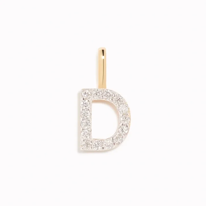 Diamond Initial Pendant 14k Gold – D