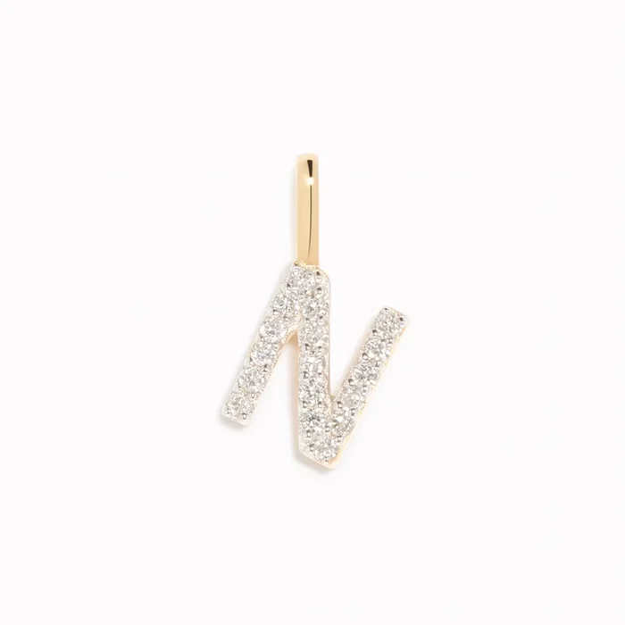 Diamond Initial Pendant 14k Gold – N