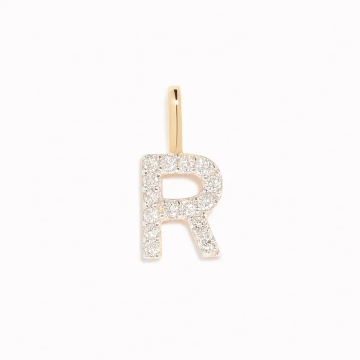 Diamond Initial Pendant 14k Gold – R