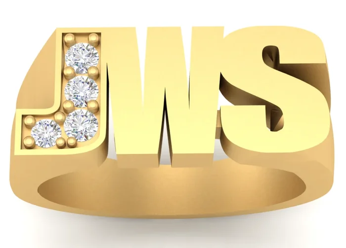 Diamond Initial Signet Ring