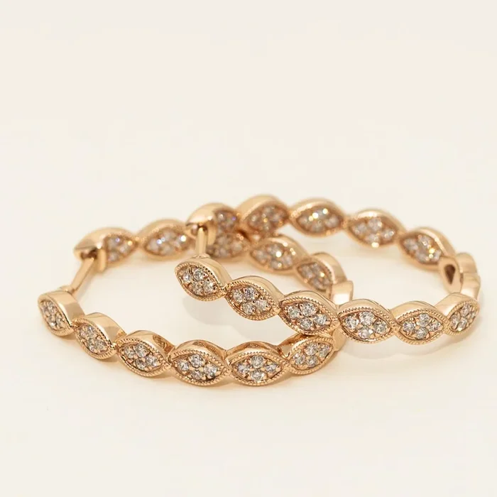 Diamond Inside Out Hoop Earrings in 14kt Rose Gold (1/2ct tw)
