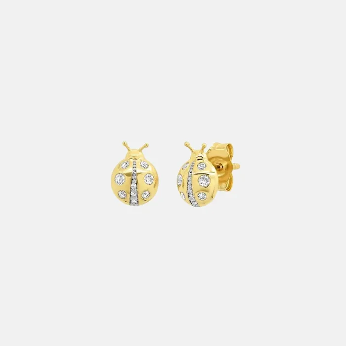Diamond Ladybug Studs