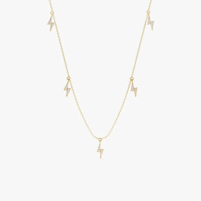Diamond Lightning Bolt Drop Necklace, Briella