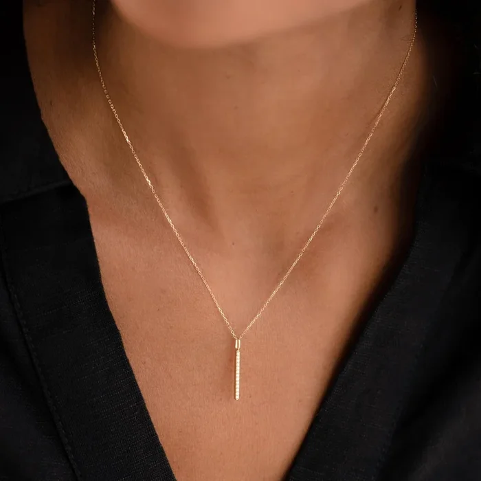 Diamond Line Pendant 14k Gold