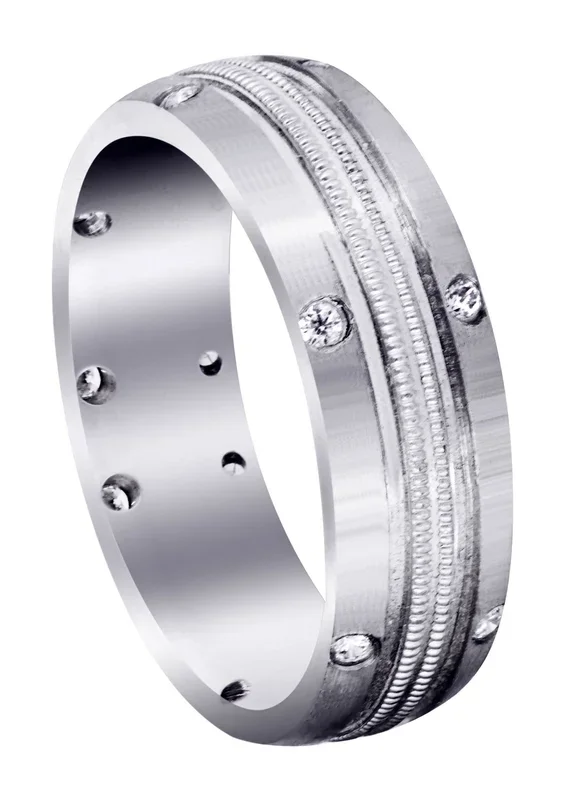 Diamond Mens Wedding Band | 0.18 Carats | Satin Finish (Walker)