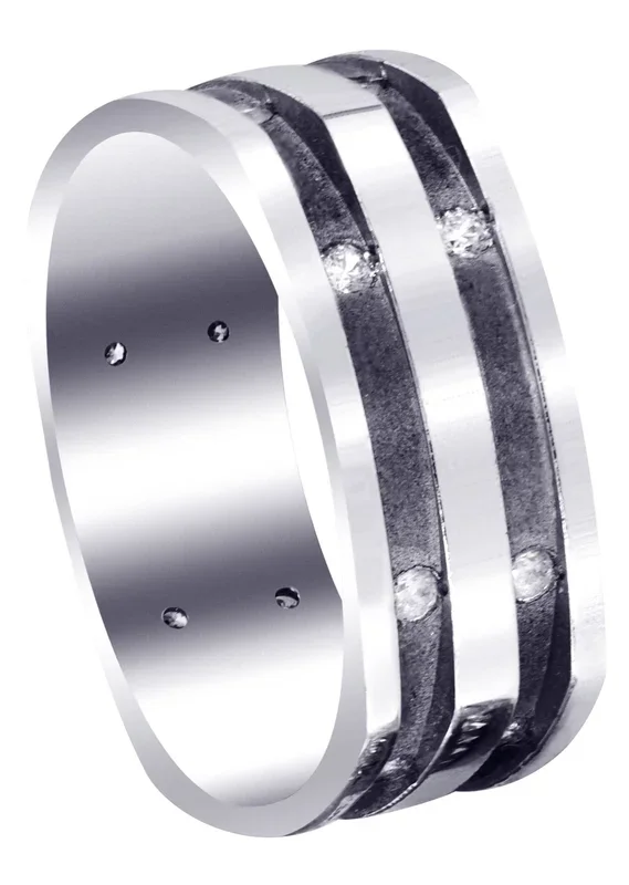 Diamond Mens Wedding Band | 0.32 Carats | Sand Blast / High Polish Finish (Dalton)