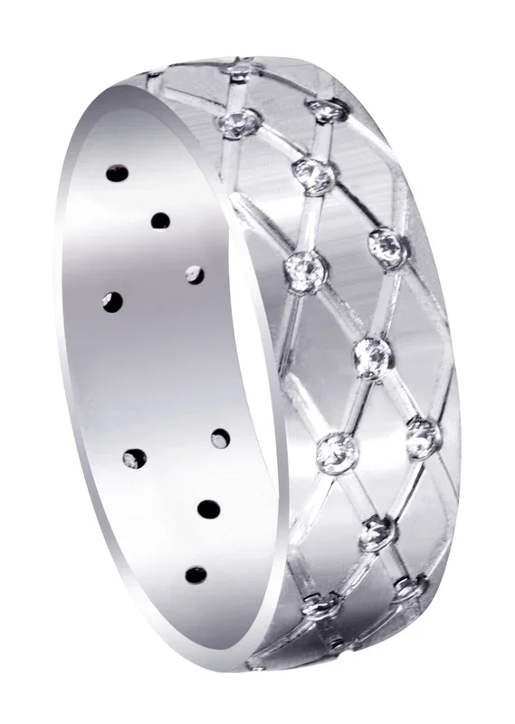 Diamond Mens Wedding Band | 0.45 Carats | Satin Finish (Reid)