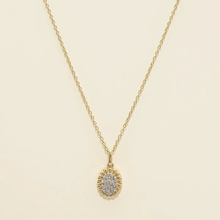 Diamond Oval Shaped Necklace in 14kt Yellow Gold (1/10ct tw)