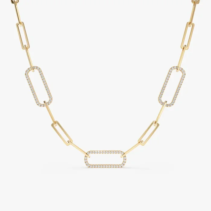 Diamond Paperclip Chain Necklace, Kori