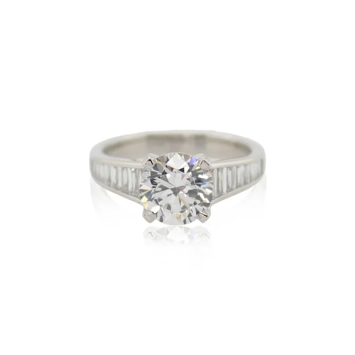 Diamond Platinum Crisscut Engagement Ring