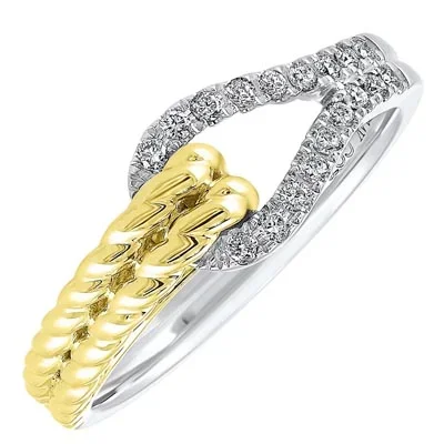 Diamond Rope Twist Knot Ring in 14kt White and Yellow Gold (1/7ct tw)