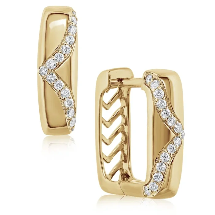 Diamond Square Shape Huggie Hoop Earrings