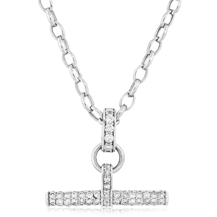 Diamond T-Bar Paperclip Necklace