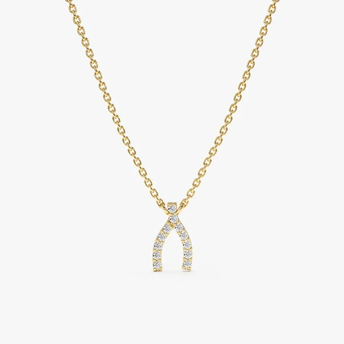 Diamond Wishbone Necklace, Luckiest