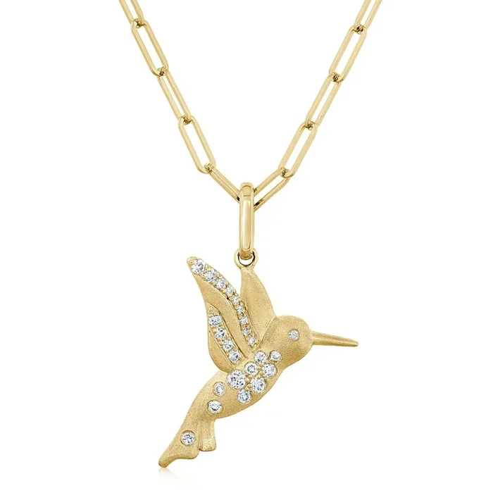 DILAMANI Diamond Hummingbird Paperclip Chain Necklace