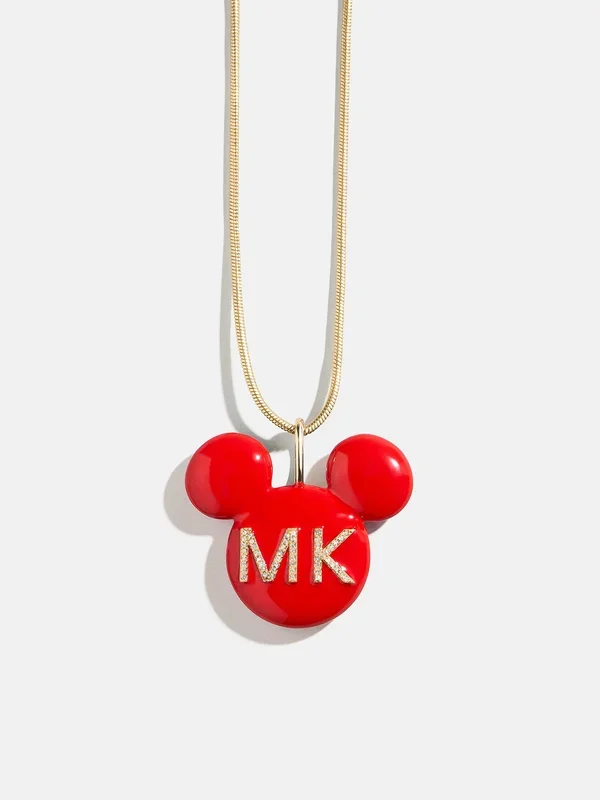 Disney Mickey Mouse Enamel Custom Initial Necklace – Red