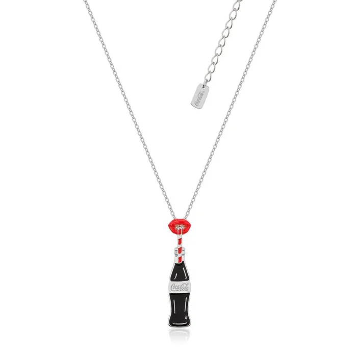 Disney White Gold Plated Stainless Steel Coca Cola Lips 45+7cm Chain