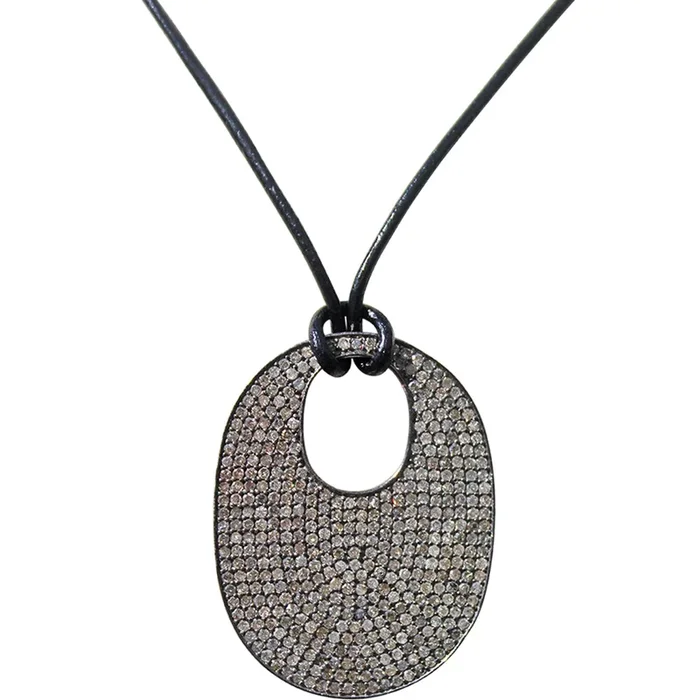 Divine Diamond Sparkle Adjustable Leather Necklace