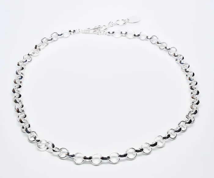 Domed Circle Sterling Silver Necklace