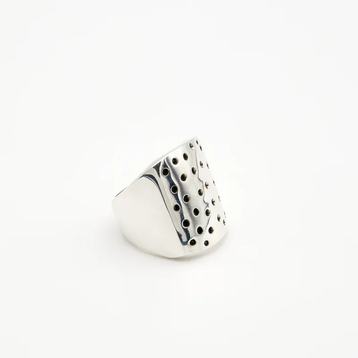 Dotted Rectangle Sterling Silver Ring