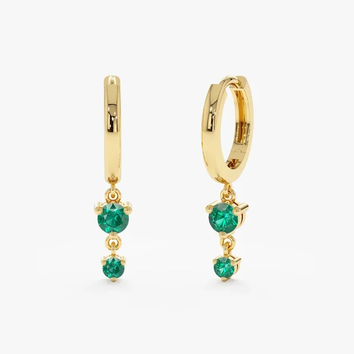Double Emerald Drop Huggies, Emmy