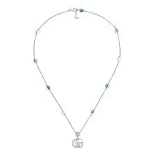 Double G Necklace with Mother of Pearl and Blue Topaz Stations