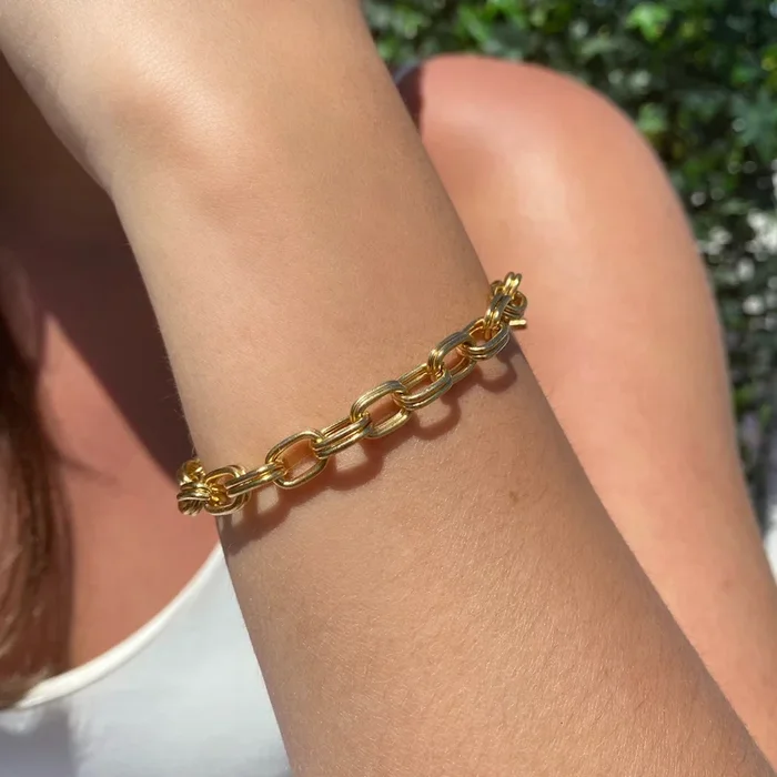 Double Gold Link Chain Toggle Bracelet – Classic Meets Bold