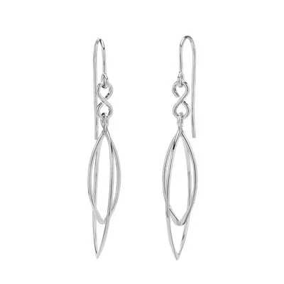 Double Marquise Drop Earrings in Sterling Silver