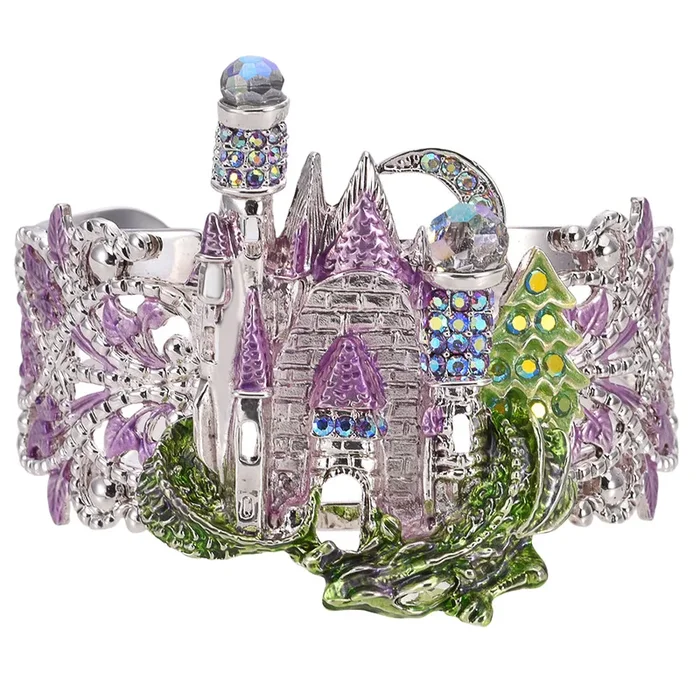 Dragon Crystal Palace Cuff Bracelet (Sterling Silvertone)