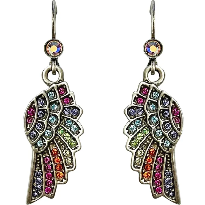 Dreamy Angel Wing Leverback Earrings (Silvertone)