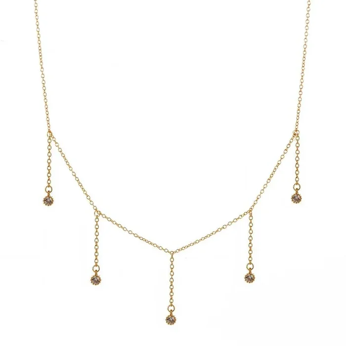 Drop Necklace with Five Cubic Zirconia Stone