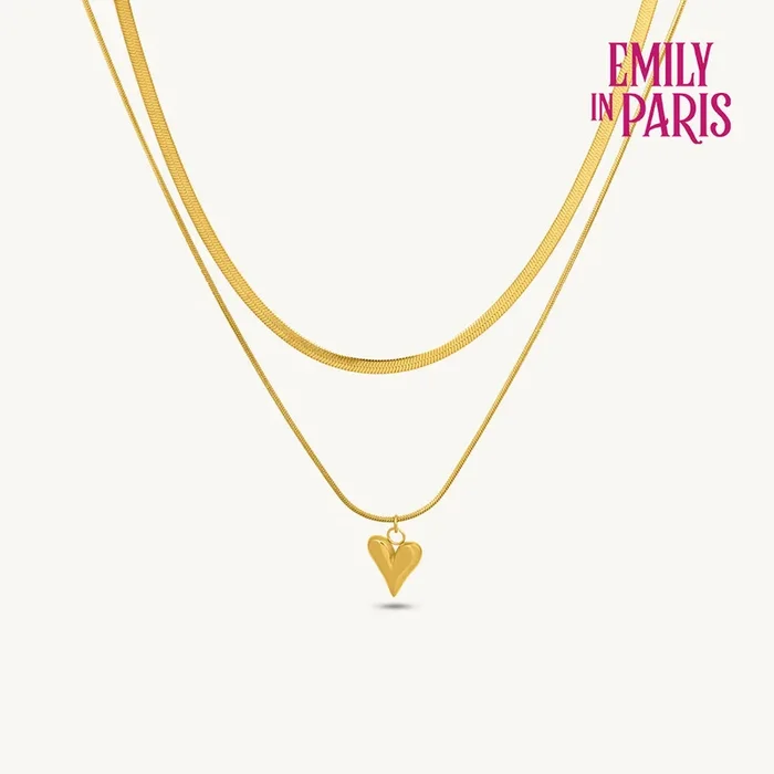 Dual-Strand Heart Drop Pendant Necklace
