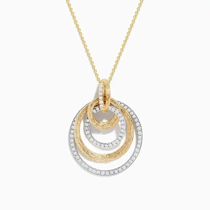 Duo 14K Two-Tone Gold Diamond Crossover Pendant