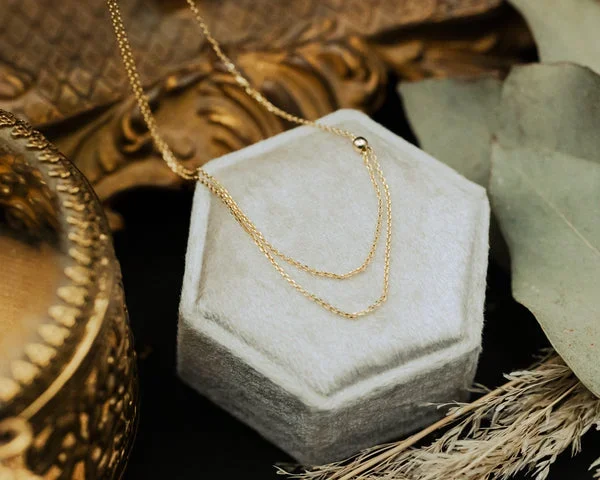 DUO CABLE CHAIN ADJUSTABLE NECKLACE IN 14K YELLOW GOLD