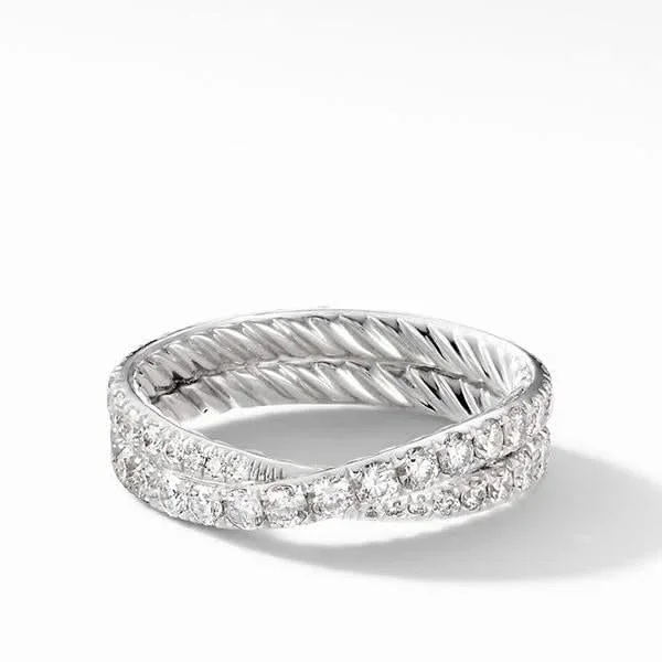 DY Crossover Wedding Band with Diamonds in Platinum, 5.2mm