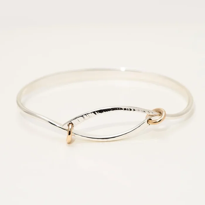 E.L. Designs Connection Bangle Bracelet in Sterling Silver and 14kt Yellow Gold