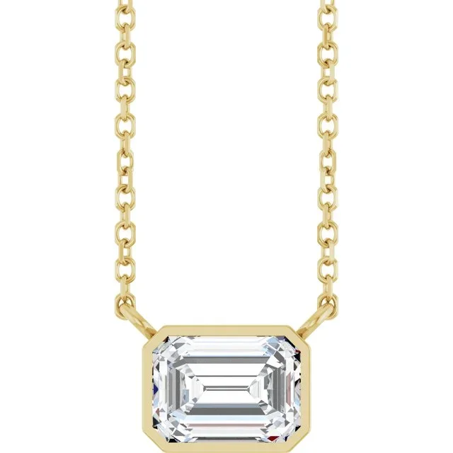 East West Emerald-Cut Diamond Necklace