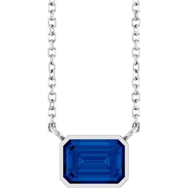East West Emerald-Cut Sapphire Necklace