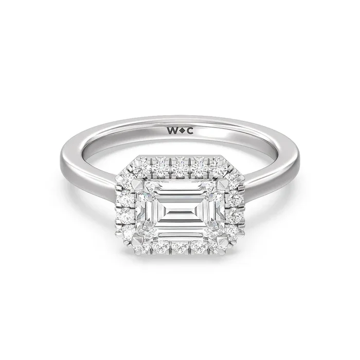 East West Halo Cathedral Engagement Ring
