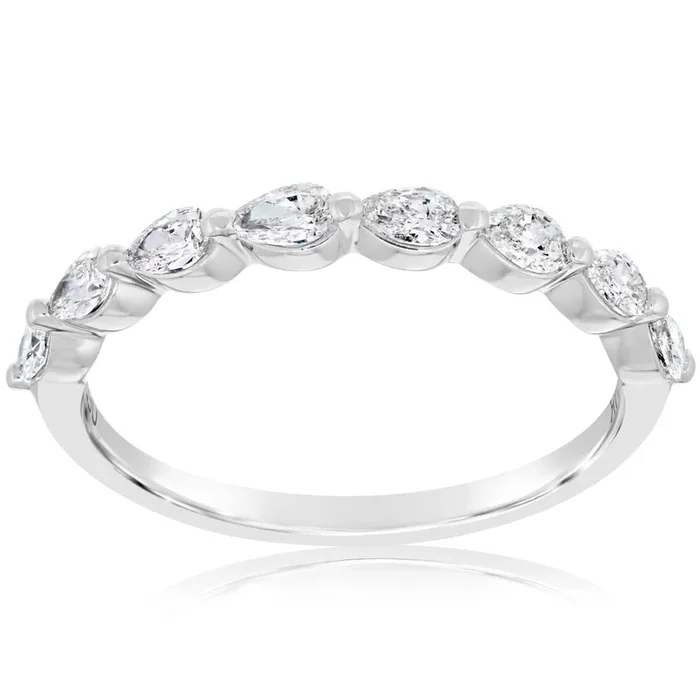 East West Set Pear Shape Diamond Wedding Band